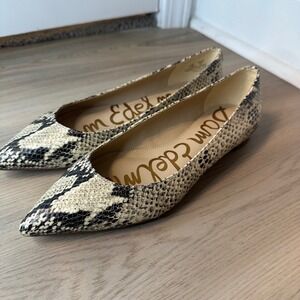 Sam Edelman Women's Sally Snake-Print Pointed Toe Flats Size 7M